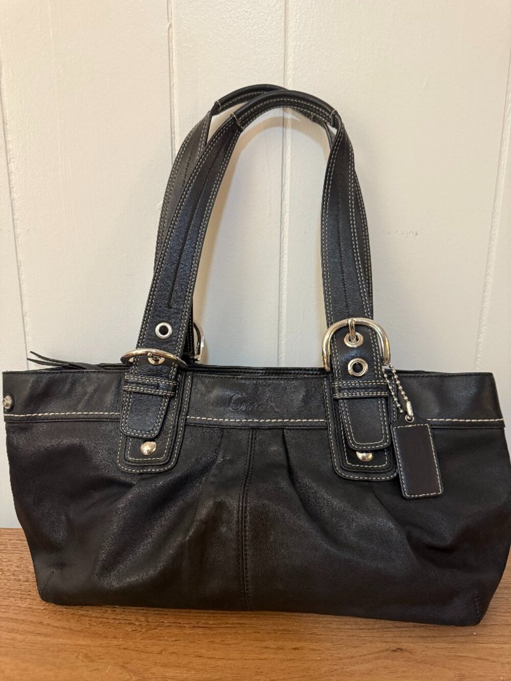 Coach Black Leather Vintage Shoulder Bag Y2K Style